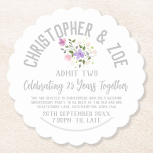 Dessous-de-verre En Papier Invitation du 25e anniversaire du Mariage
