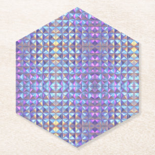 Dessous-de-verre En Papier Iridescendance en or, bleu et violet géométrique 2