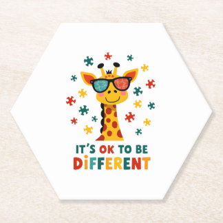 Dessous-de-verre En Papier It's Ok To Be Different Giraffe Autism Awareness B
