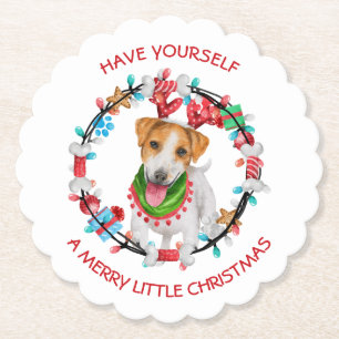 Dessous-de-verre En Papier Jack Russell Terrier Joyeux Noël