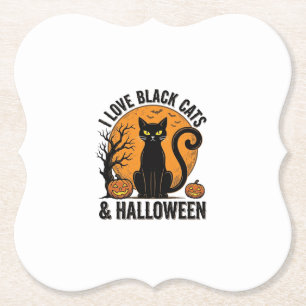 Dessous-de-verre En Papier J'aime les chats noirs Halloween Vintage Shirt Des
