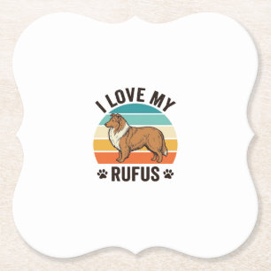 Dessous-de-verre En Papier J'aime mon design de chien vintage Rufus_1