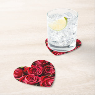 Dessous-de-verre En Papier Jamais Assez Fleurs De Rose Rouge