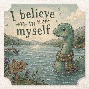 Dessous-de-verre En Papier Je crois en moi-même Loch Ness Monster fantaisiste