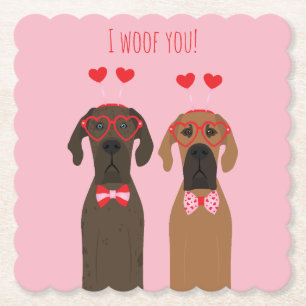 Dessous-de-verre En Papier Je Te Dire Valentines Day de grands chiens