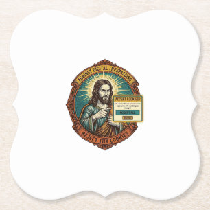 Dessous-de-verre En Papier Jésus Agacant Accepter les Cookies Pop Up Internet