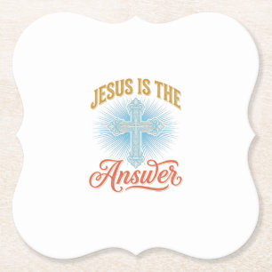Dessous-de-verre En Papier Jésus Est la Réponse Croix Chrétienne Conception V