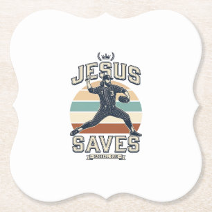 Dessous-de-verre En Papier Jesus Sauve Le Baseball Vintage Chrétien Vector De