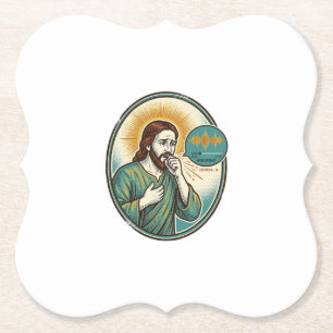Dessous-de-verre En Papier Jésus tousse au milieu d'un message audio de note