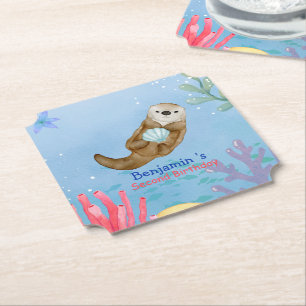 Dessous-de-verre En Papier Joli arc-en-ciel Otter Scallops fête d'anniversair