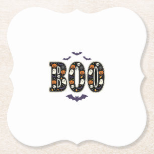 Dessous-de-verre En Papier Joli design de fantôme de citrouille Boo d'Hallowe