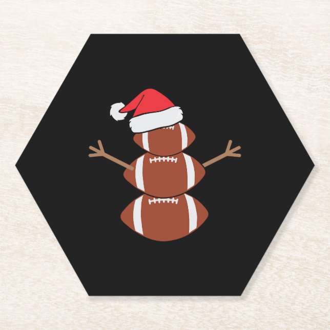Dessous-de-verre En Papier Joli Noël Football Snowman Santa Hat Funny (Devant)