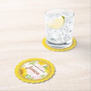 Dessous-de-verre En Papier Jolie Baby Shower Tournesols Jaunes