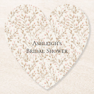 Dessous-de-verre En Papier Jolie douche de mariage florale rose blush crème