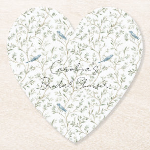Dessous-de-verre En Papier Jolie Fête de Mariage Romantique Oiseaux Bleus