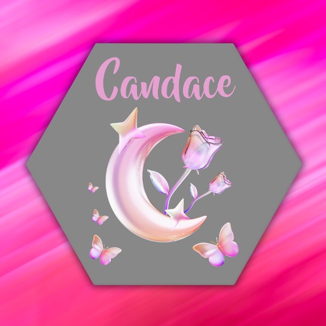 Dessous-de-verre En Papier Jolie Lune, Papillon, Floral - Monogramme | (Créateur téléchargé)