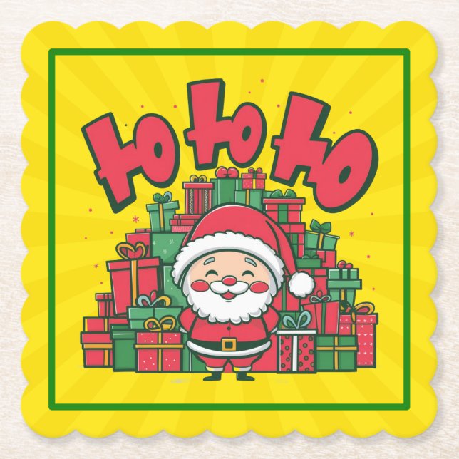Dessous-de-verre En Papier Jolly Cartoon Père Noël Noël-67748 (Devant)