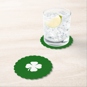 Dessous-de-verre En Papier Jour de la Saint Patrick Lucky Four Leaf Clover Ve