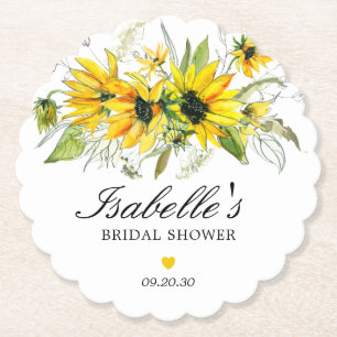 Dessous-de-verre En Papier Journée de mariage champêtre jaune tournesol