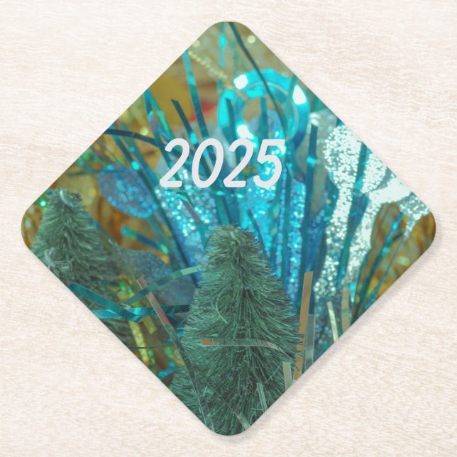 Dessous-de-verre En Papier Joyeuse fête du Nouvel An 2025 (Devant)