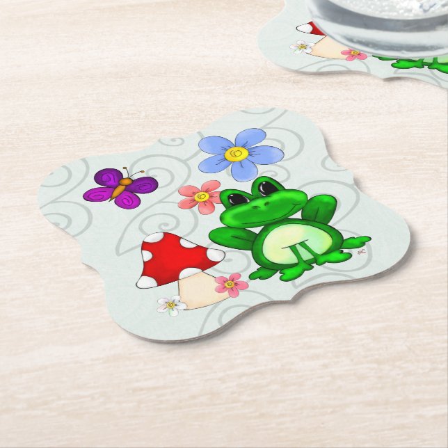 Dessous-de-verre En Papier Joyeuse Grenouille Au Printemps FANCY (Incliné)
