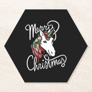 Dessous-de-verre En Papier joyeuse licorne de noël