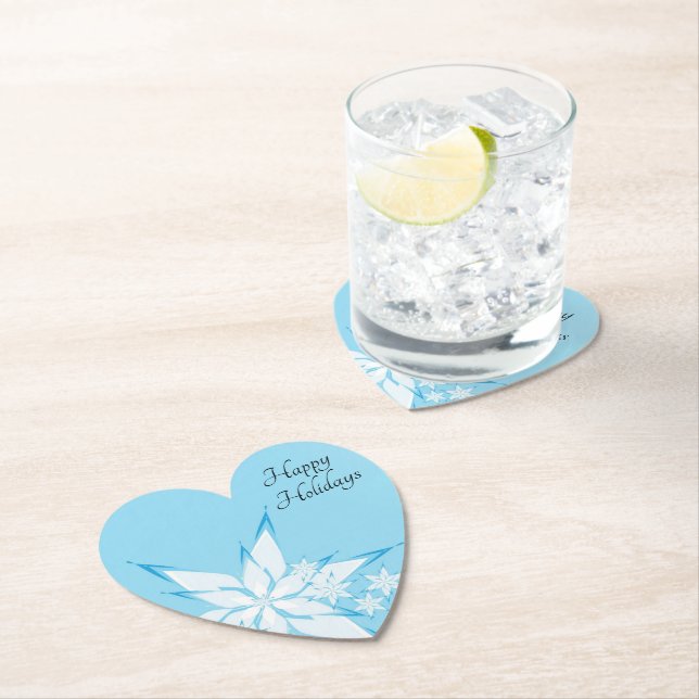 Dessous-de-verre En Papier Joyeuses fêtes avec l'art des flocs de neige (En situation)