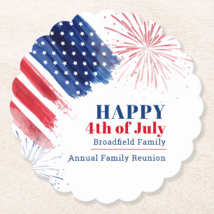 Dessous-de-verre En Papier Joyeux 4 juillet Fête de l'Indépendance USA Famill