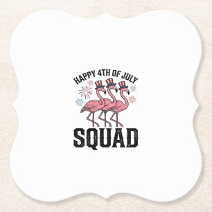 Dessous-de-verre En Papier Joyeux 4 juillet Flamingo Squad Vector Design_1