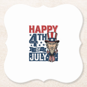 Dessous-de-verre En Papier Joyeux 4 juillet vintage oncle patriotique chemise