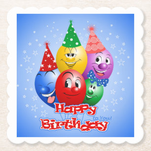 Dessous-de-verre En Papier Joyeux Anniversaire, Ballons Drôles,