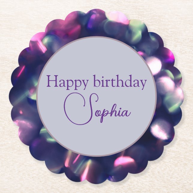 Dessous-de-verre En Papier "Joyeux anniversaire" Berry Sparkle Dessous de ver (Devant)