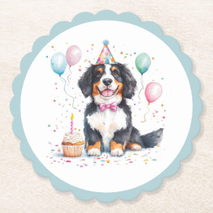 Dessous-de-verre En Papier Joyeux Anniversaire Chien de Montagne Bernois