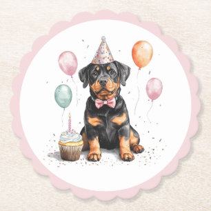 Dessous-de-verre En Papier Joyeux Anniversaire Chien Rottweiler