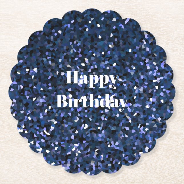 Dessous-de-verre En Papier Joyeux anniversaire Glittery Blue Boys Girls Cool  (Devant)