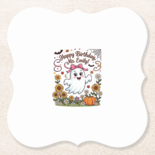 Dessous-de-verre En Papier Joyeux Anniversaire Mlle Emily Halloween Fantôme C