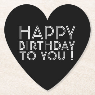 Dessous-de-verre En Papier "Joyeux Anniversaire Pour Vous !" Noir & Blanc