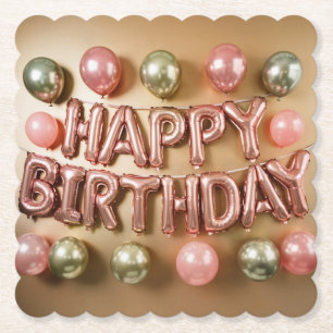 Dessous-de-verre En Papier Joyeux Dessous de verre d'or rose anniversaire