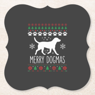 Dessous-de-verre En Papier Joyeux Dogmas Noël Chien Vecteur