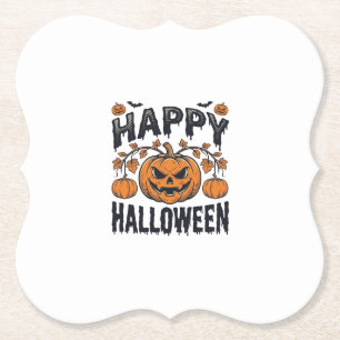 Dessous-de-verre En Papier Joyeux Halloween Citrouille Design de Gravure Vint