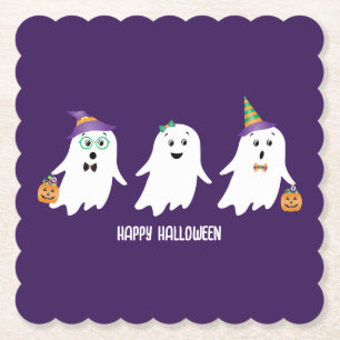 Dessous-de-verre En Papier Joyeux Halloween Fantômes Trick Ou Treat