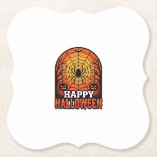 Dessous-de-verre En Papier Joyeux Halloween Toile d'araignée Design de gravur