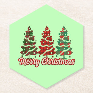 Dessous-de-verre En Papier Joyeux Noël Motif Arbres à carreaux de Buffalo -42