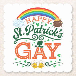 Dessous-de-verre En Papier Joyeux St. Patricks Gay LGBTQ Pride Arc en ciel