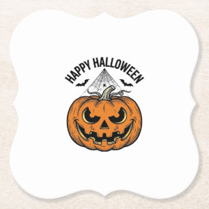 Dessous-de-verre En Papier Joyeux visage de citrouille d'Halloween Création d