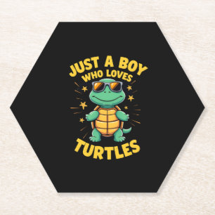 Dessous-de-verre En Papier Juste un garçon qui aime les tortues Enfants garço