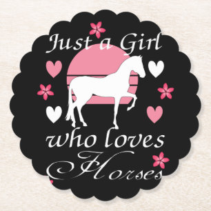 Dessous-de-verre En Papier Juste une fille qui aime les chevaux en rose Rose