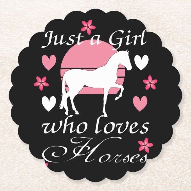 Dessous-de-verre En Papier Juste une fille qui aime les chevaux en rose Rose (Devant)