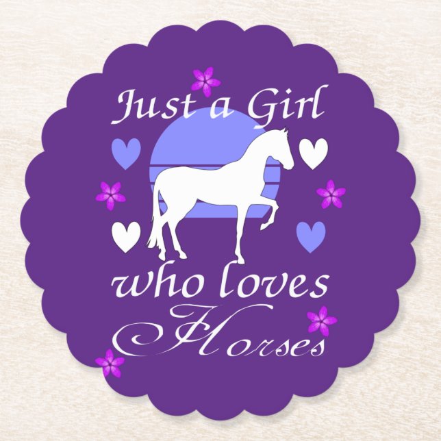 Dessous-de-verre En Papier Juste une fille qui aime les chevaux en violet (Devant)