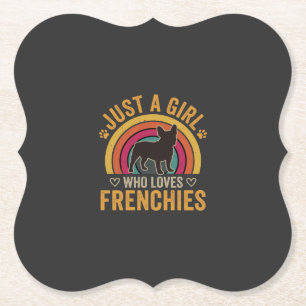 Dessous-de-verre En Papier Juste une fille qui aime les Frenchies Rétro Chien